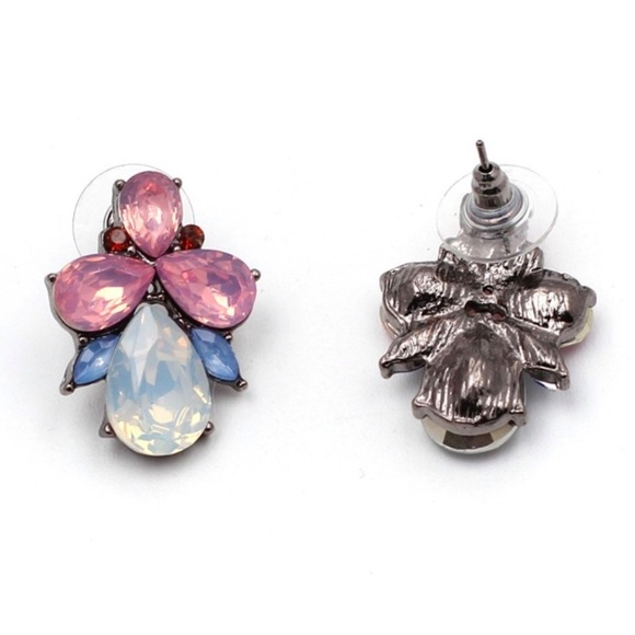 Pink, Blue, Opalescent Crystal Water Drop Earrings - Picture 3 of 7